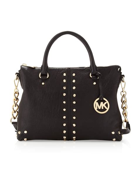 black leather michael kors handbag|michael kors black studded bag.